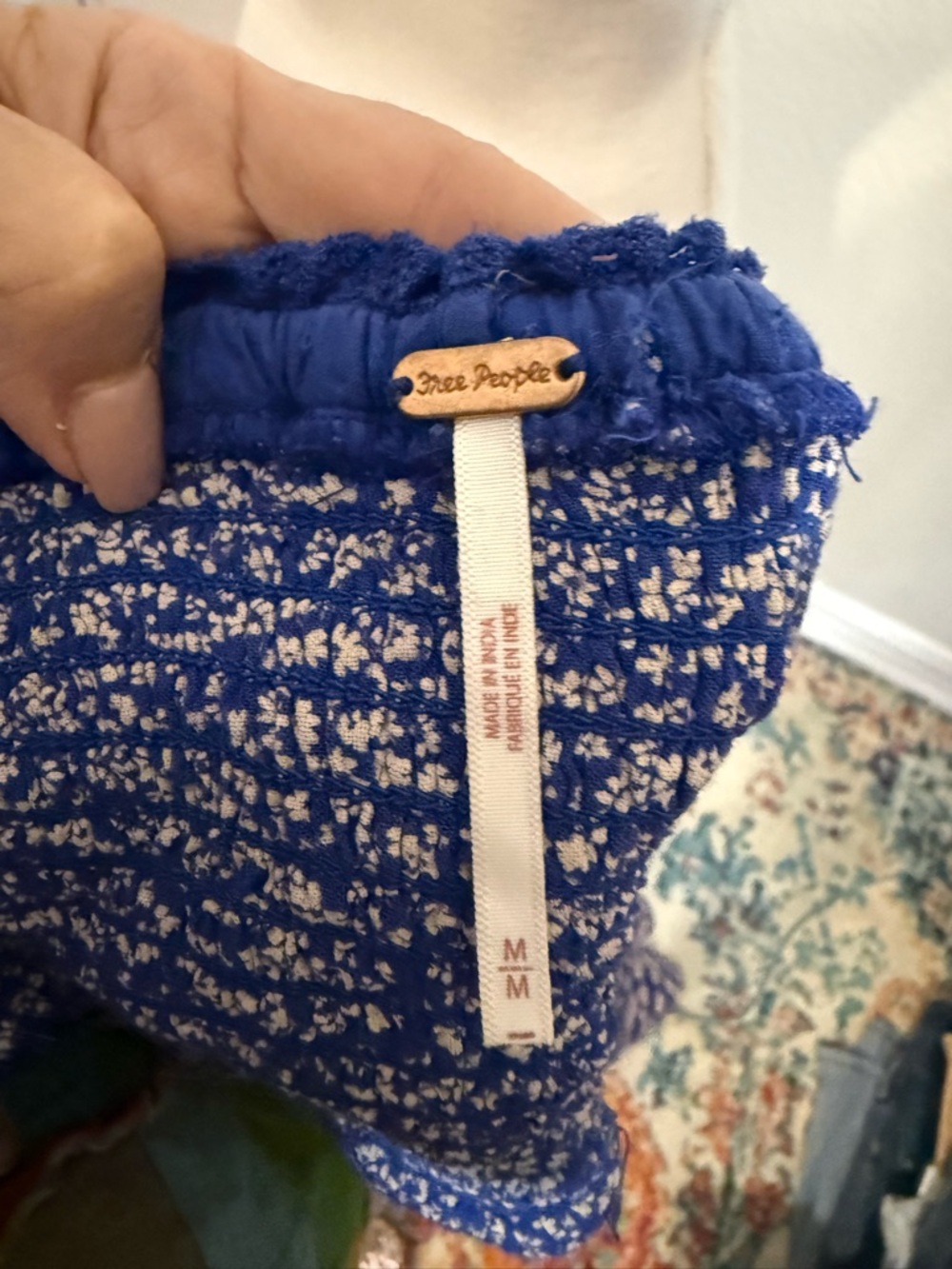 Free People Blue Floral Peplum Blouse (B2) - Picture 5 of 8